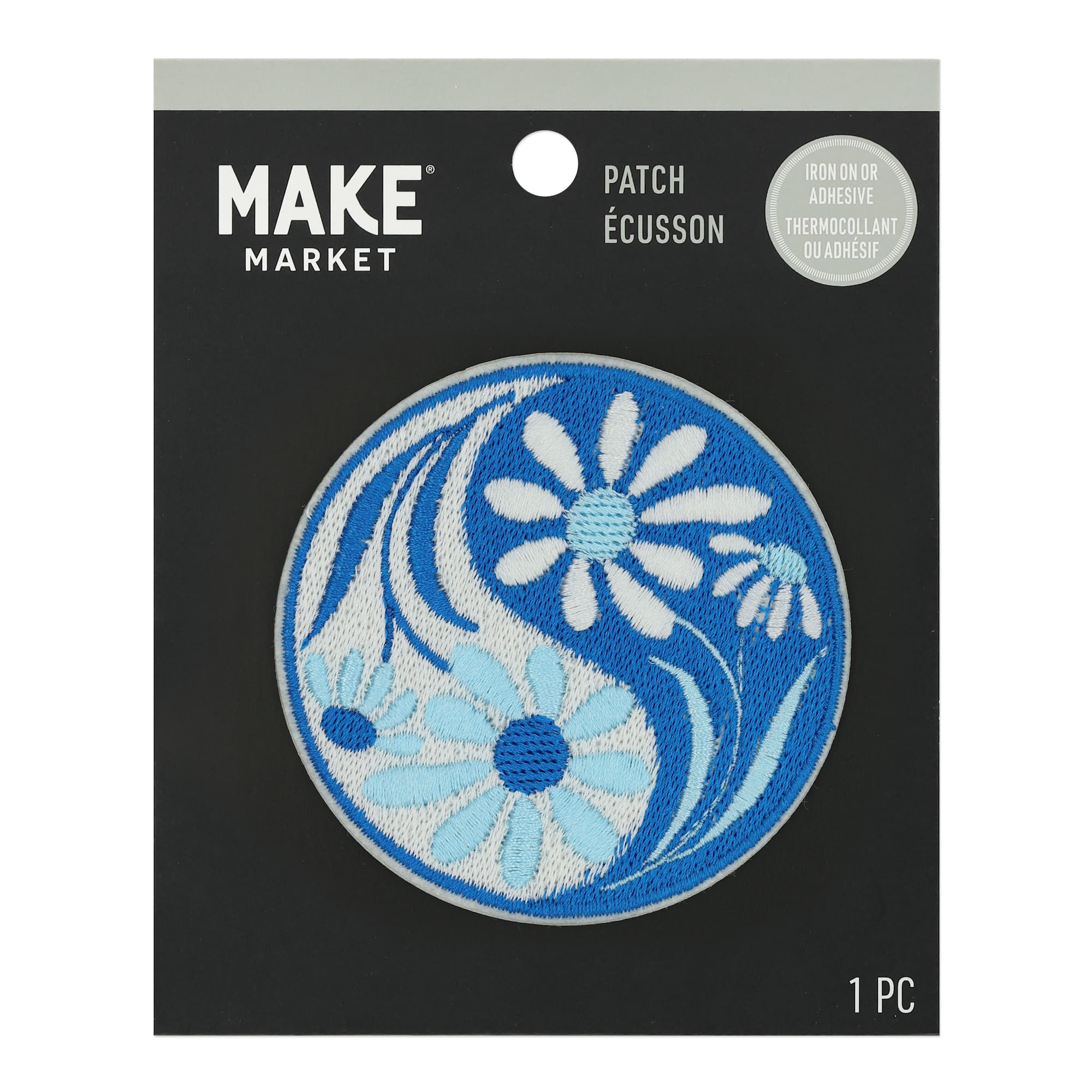 Blue Yinyang Flower Iron On & Adhesive Patch by Make Market®